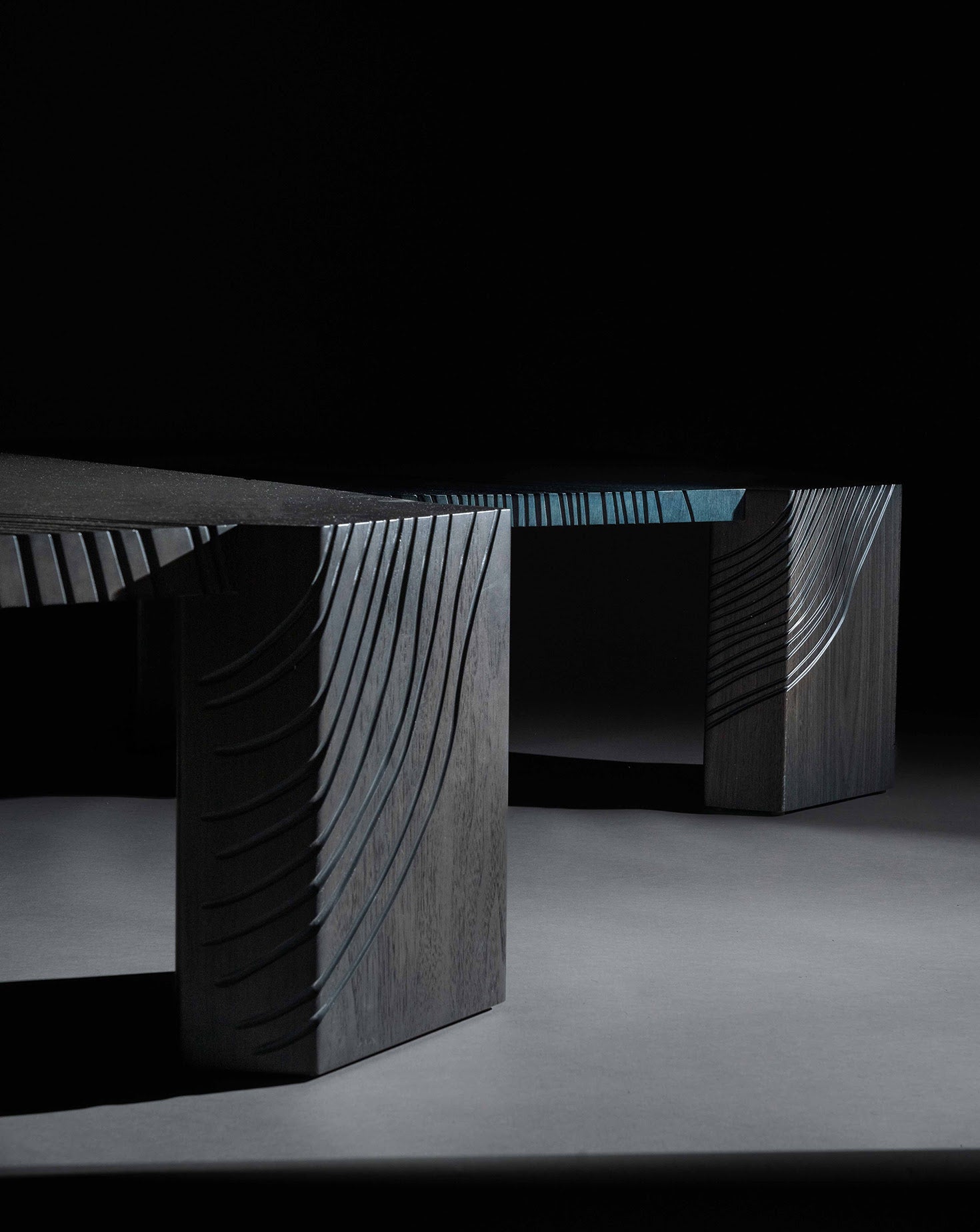 Walima Maple Wood Blue Low Coffee Table
