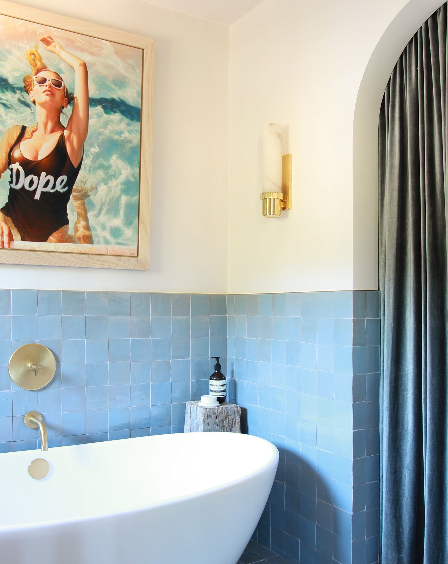 Argon Brass and Faux Silk Wall Sconce
