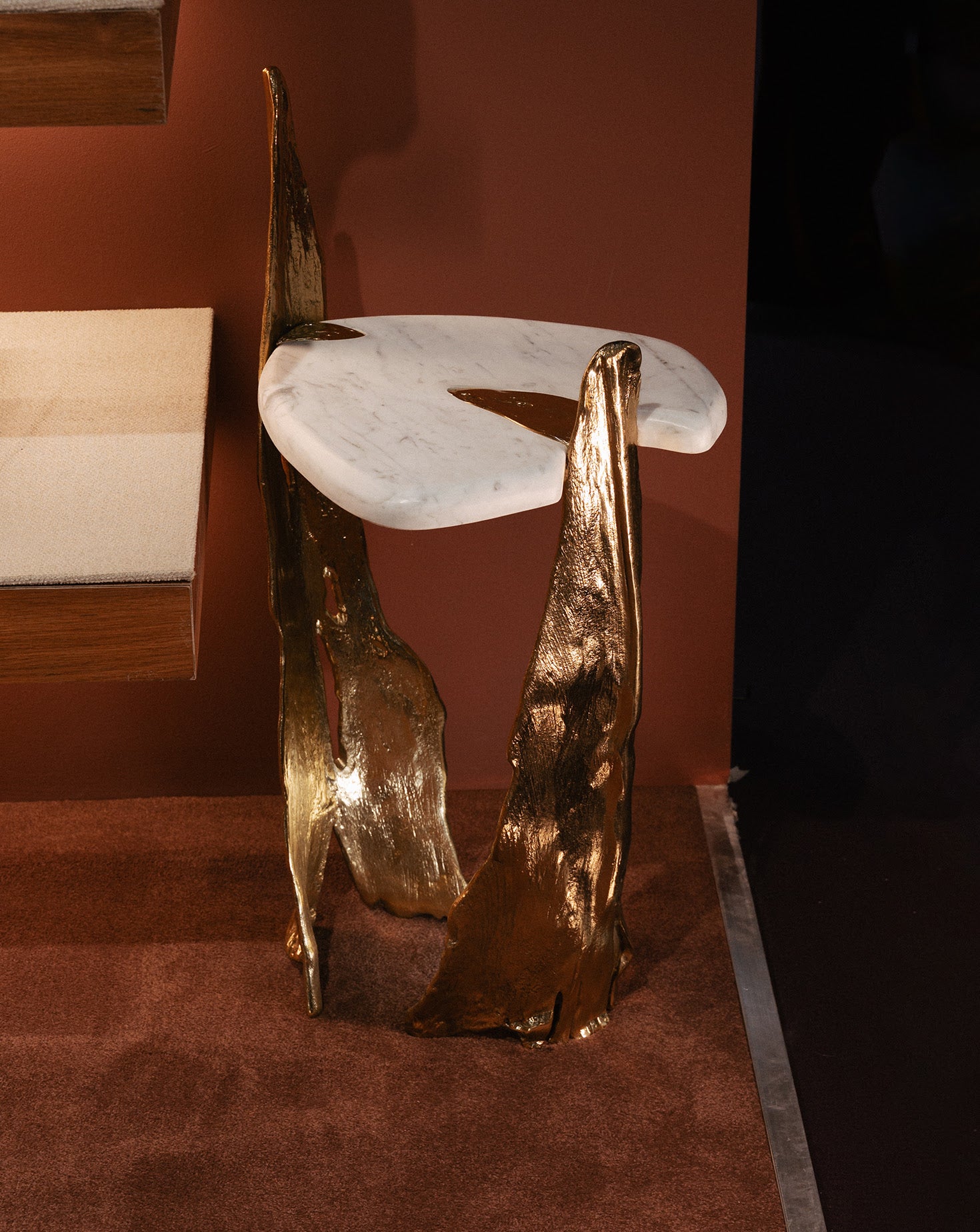 Folia Brass and Marble Side Table