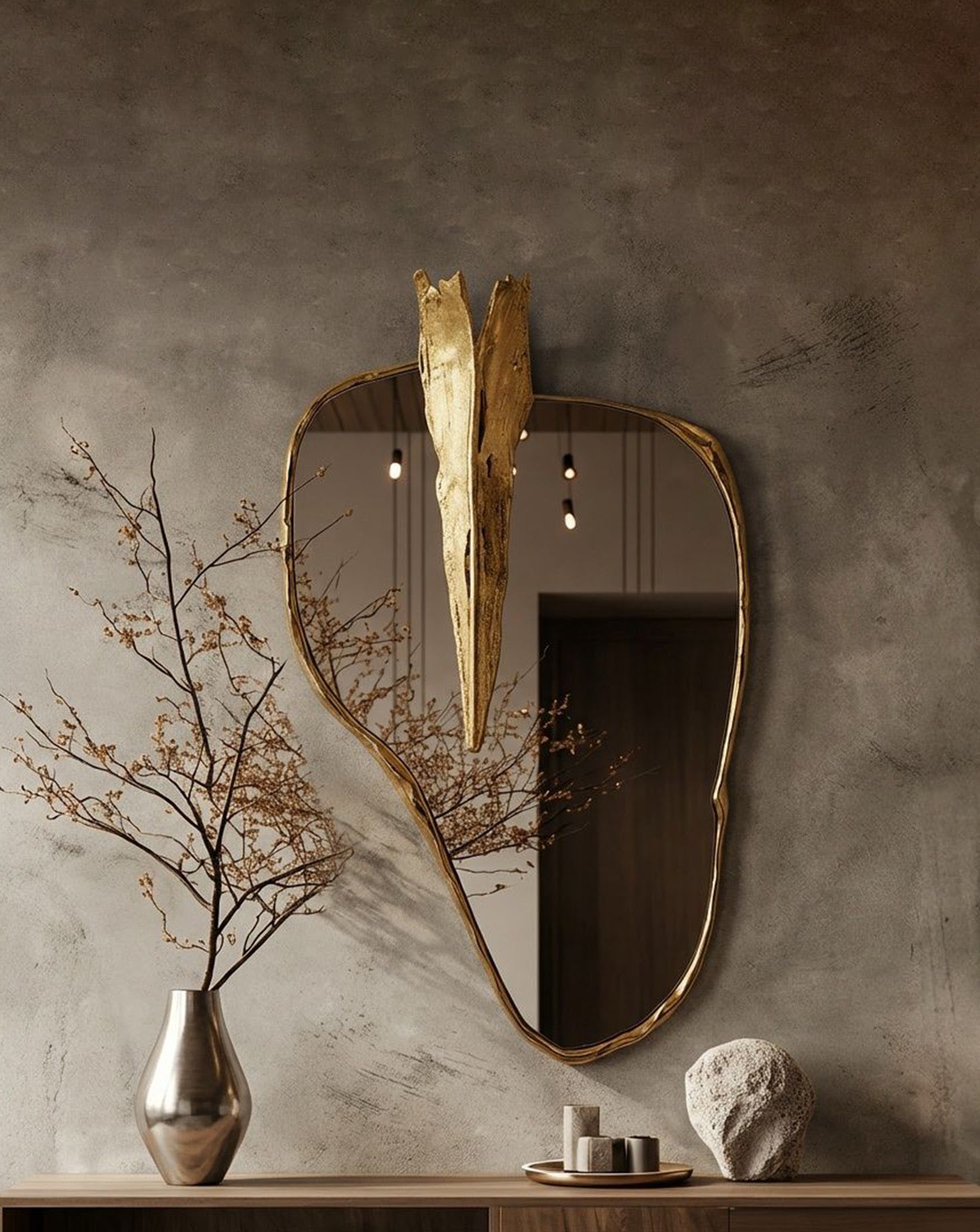 Folia Polished Brass Mirror