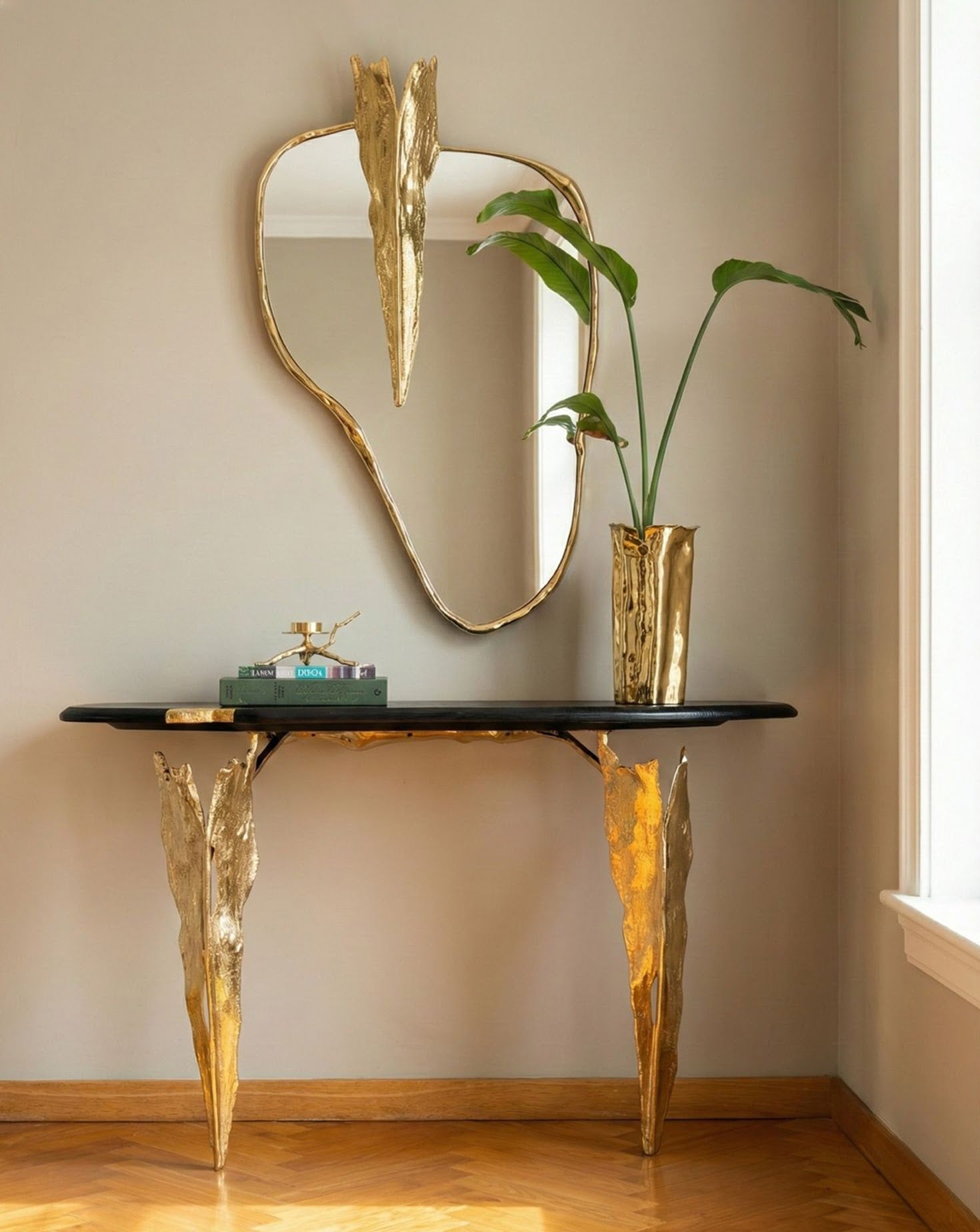 Folia Polished Brass Mirror