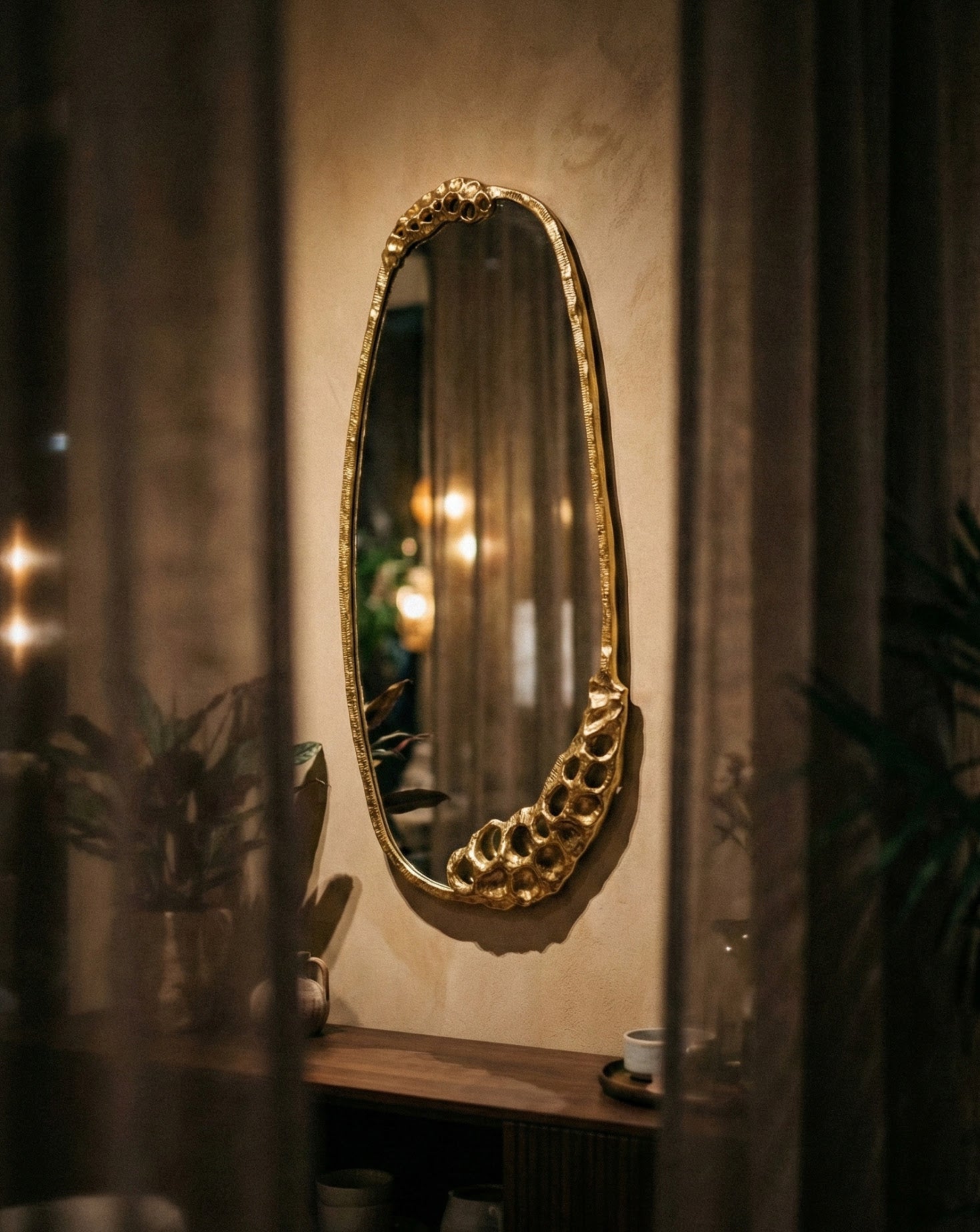 Lotus Brass and Gris Mirror