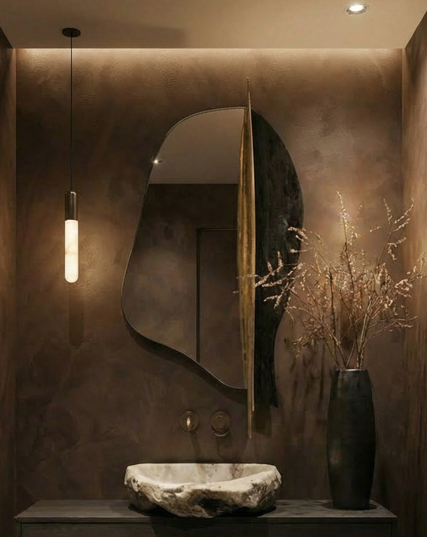 Palm Brushed Brass Mirror