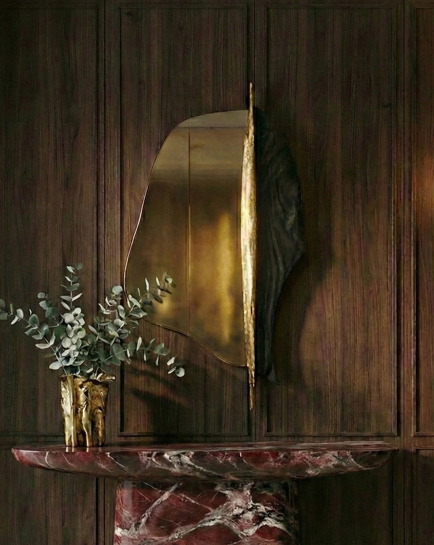 Palm Brushed Brass Mirror
