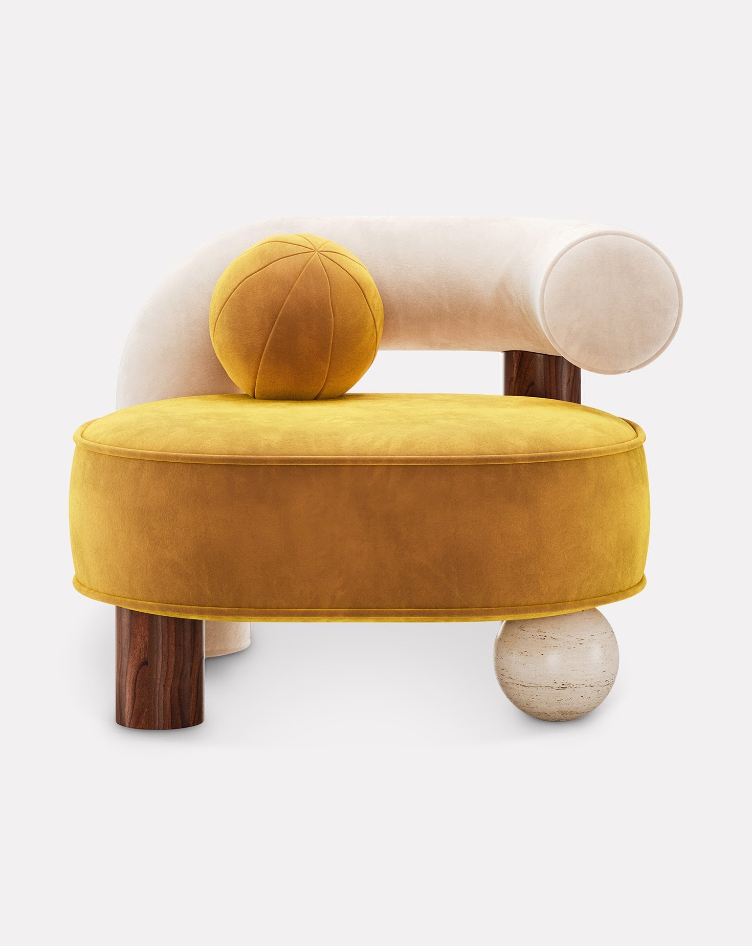 Soleil Marble and Wood Armchair