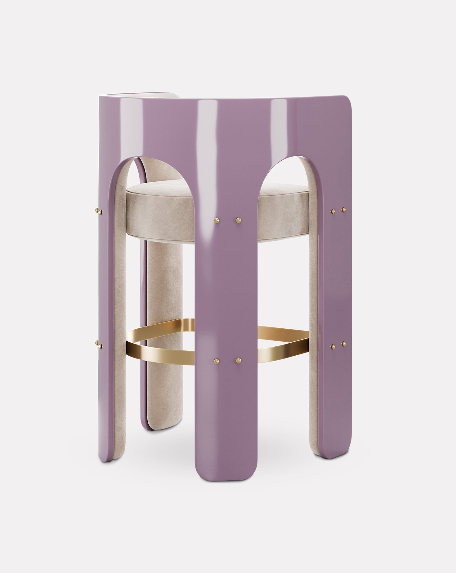 Robusta Wood and Brass Bar Stool