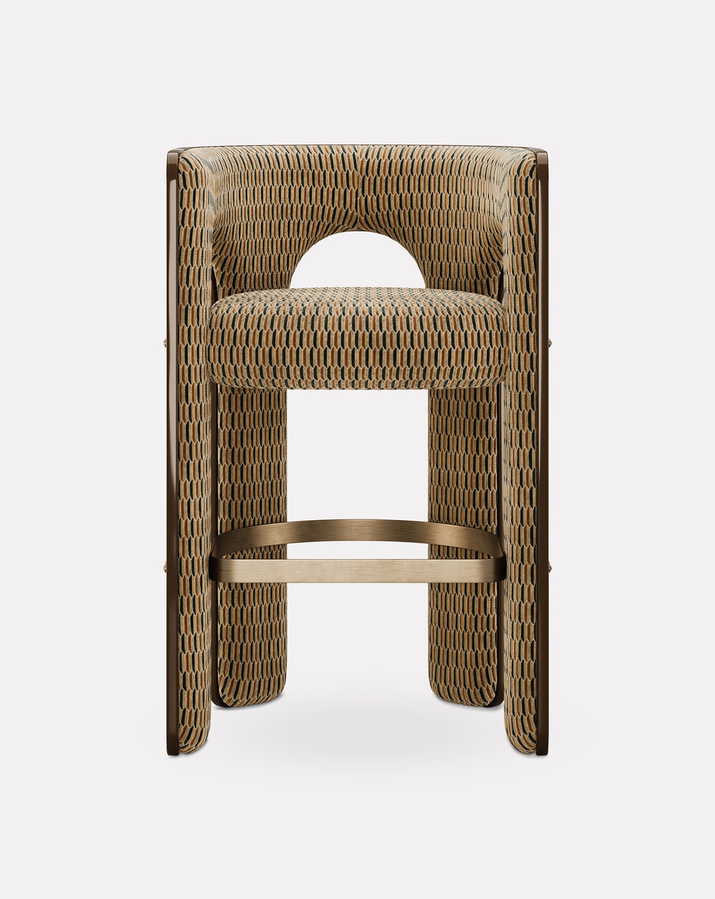 Robusta Wood and Brass Bar Stool