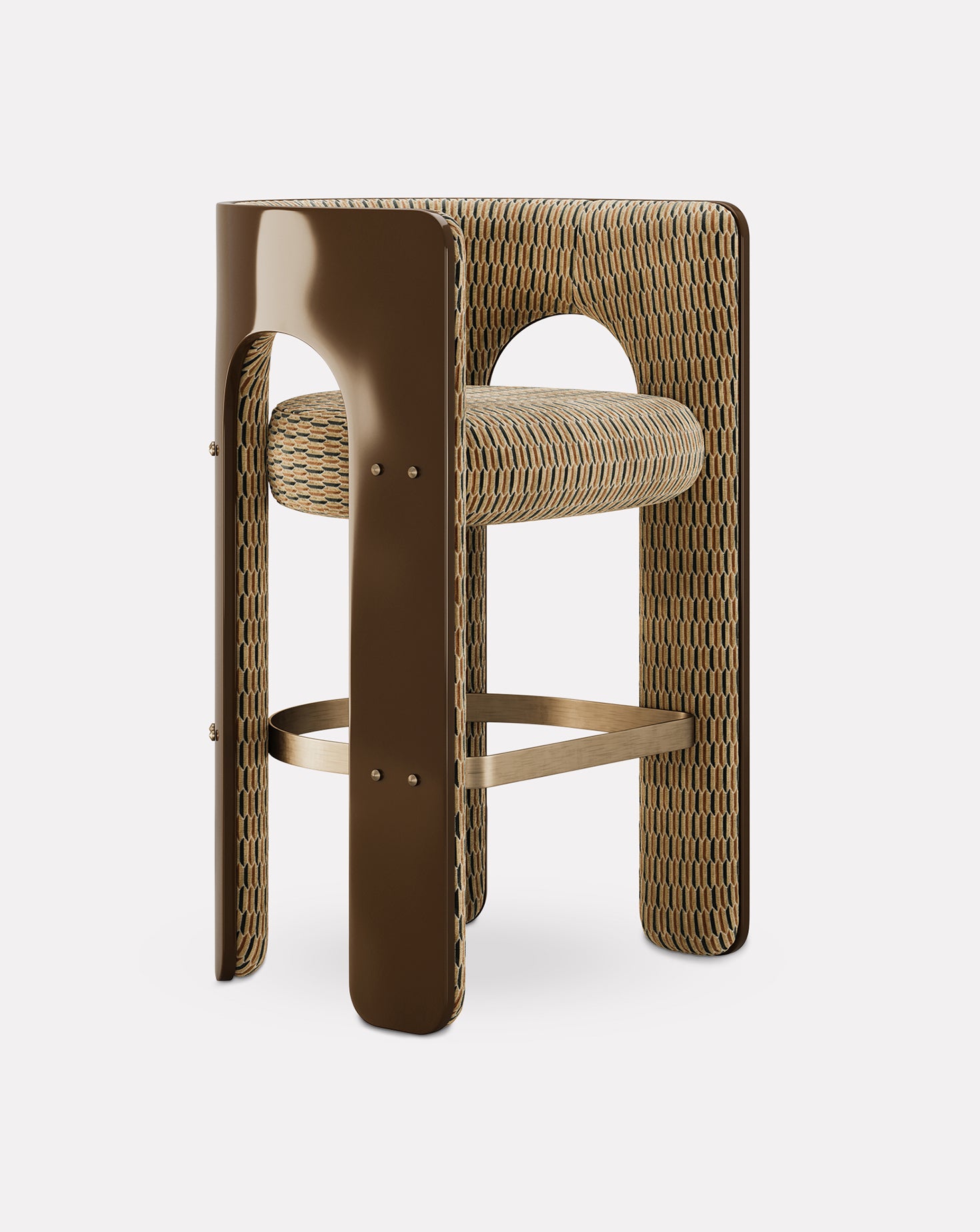 Robusta Wood and Brass Bar Stool