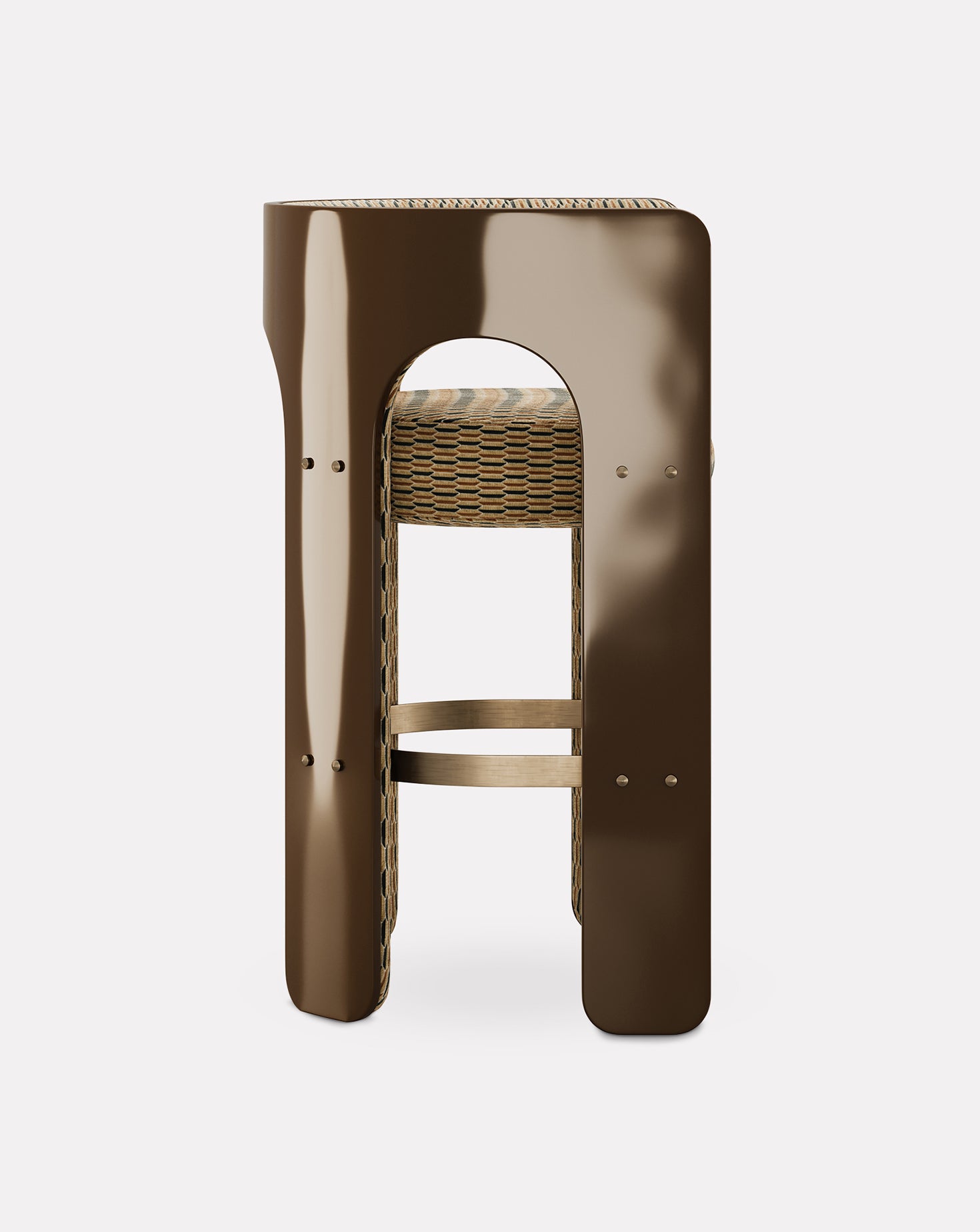 Robusta Wood and Brass Bar Stool