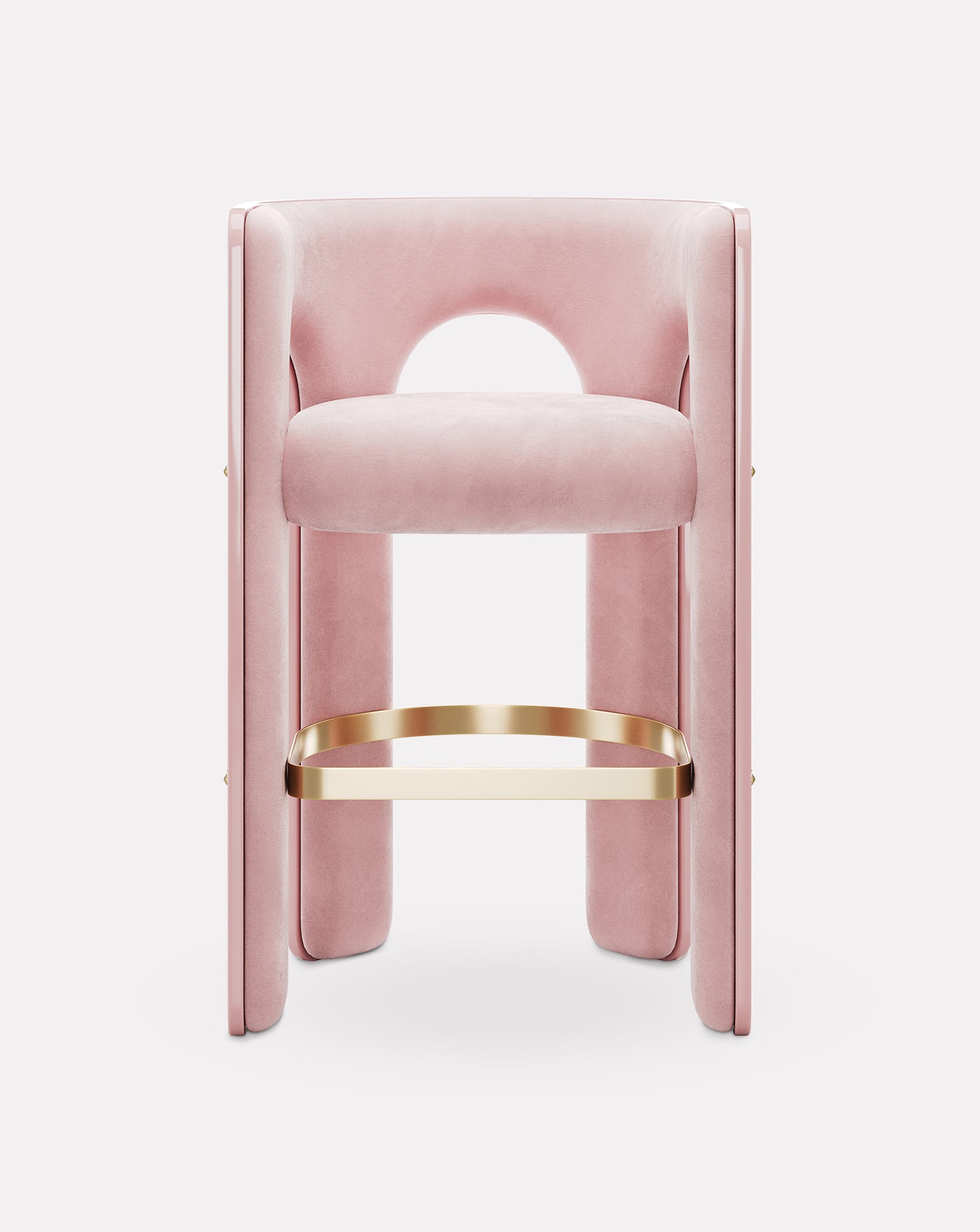 Robusta Wood and Brass Bar Stool