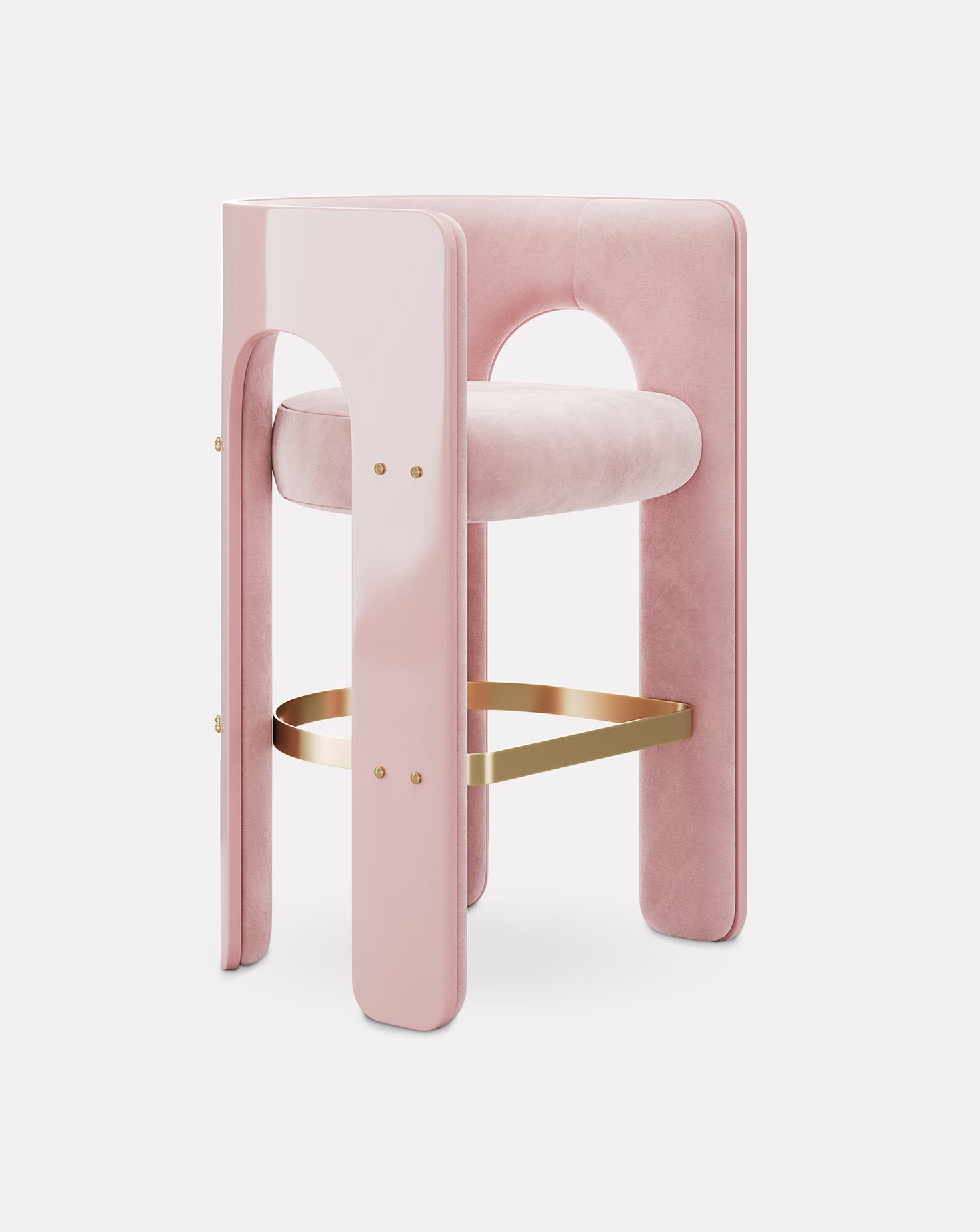 Robusta Wood and Brass Bar Stool