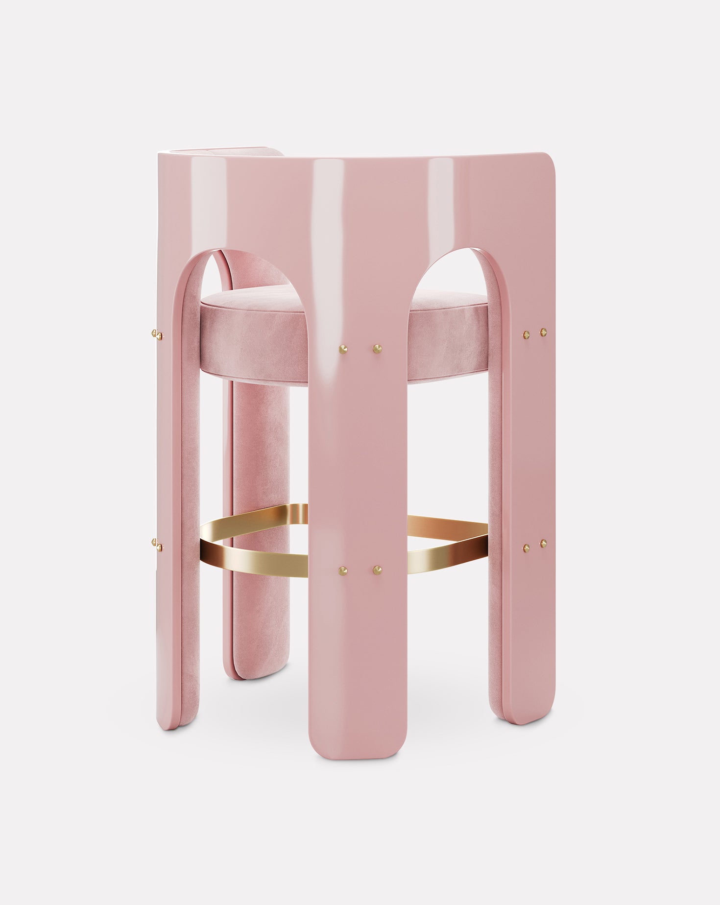 Robusta Wood and Brass Bar Stool