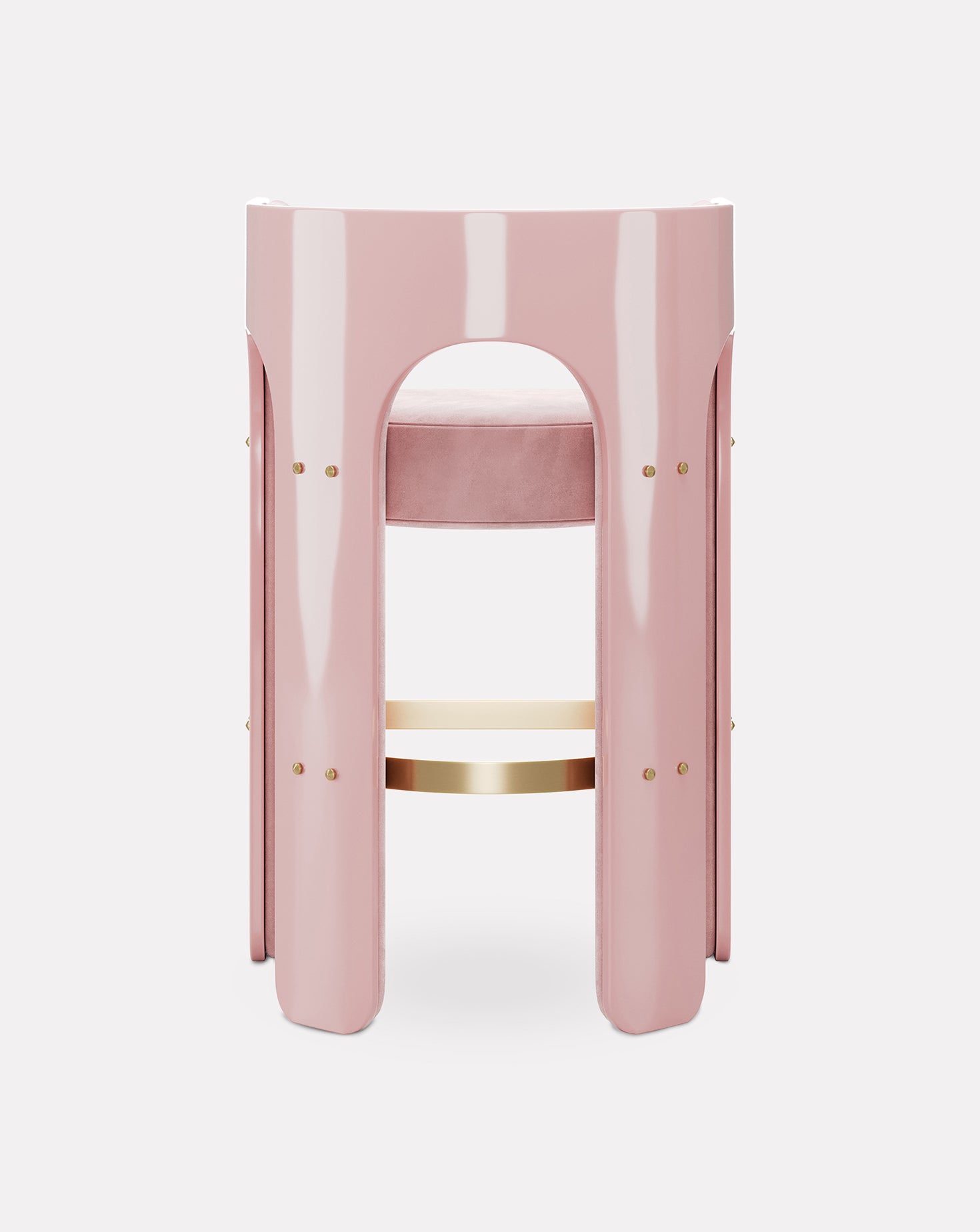 Robusta Wood and Brass Bar Stool